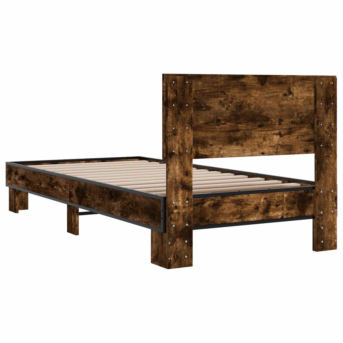 vidaXL Bed Frame with Headboard Smoked Oak 80 x 200 cm Engineered Wood