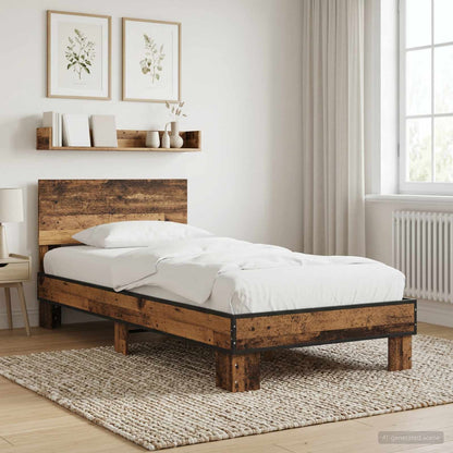 vidaXL Bed Frame with Headboard Old Wood 80 x 200 cm Engineered Wood