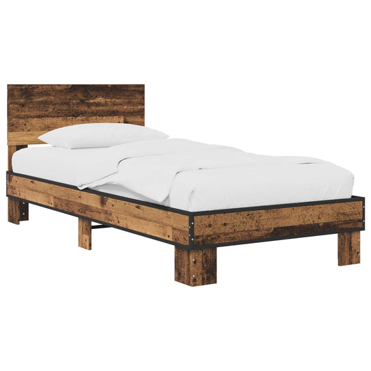 vidaXL Bed Frame with Headboard Old Wood 80 x 200 cm Engineered Wood