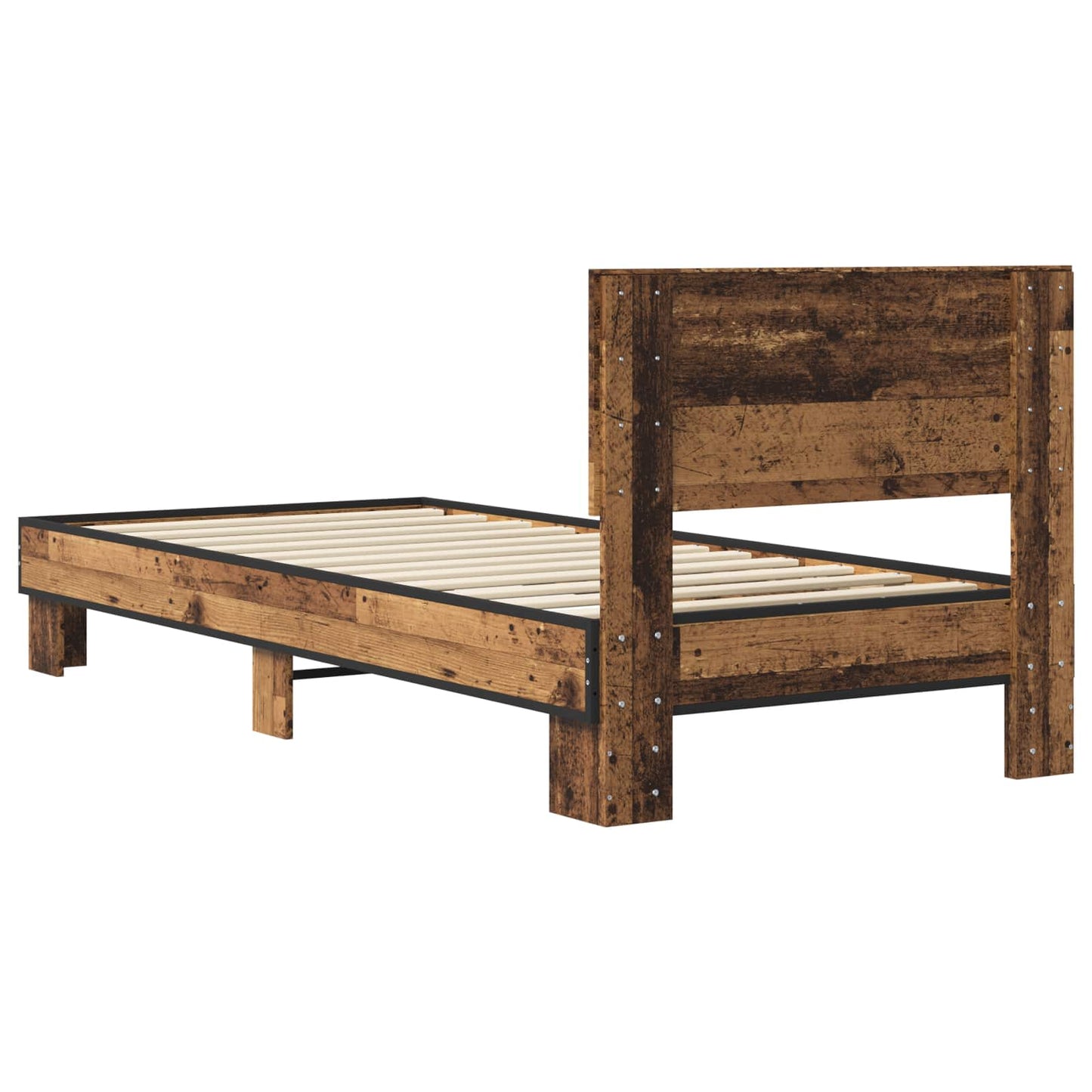 vidaXL Bed Frame with Headboard Old Wood 80 x 200 cm Engineered Wood
