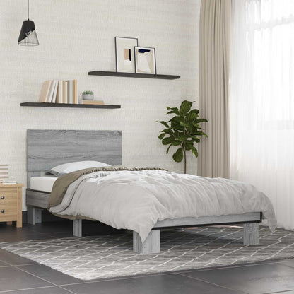 vidaXL Bed Frame with Headboard Grey Sonoma 80 x 200 cm