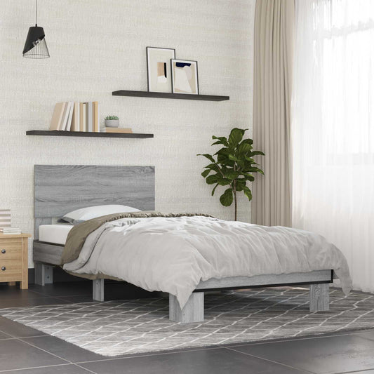 vidaXL Bed Frame with Headboard Grey Sonoma 80 x 200 cm