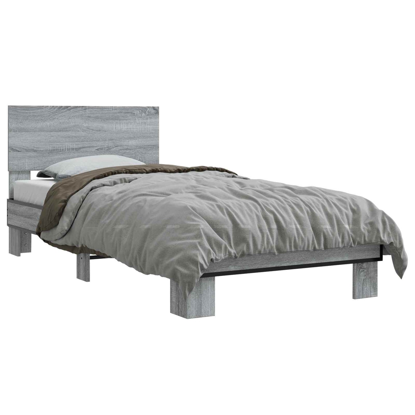 vidaXL Bed Frame with Headboard Grey Sonoma 80 x 200 cm