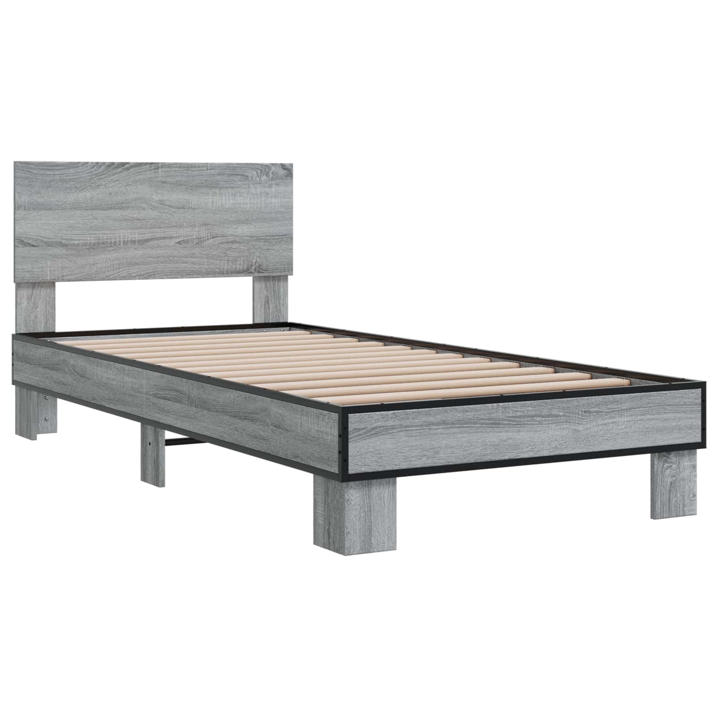 vidaXL Bed Frame with Headboard Grey Sonoma 80 x 200 cm