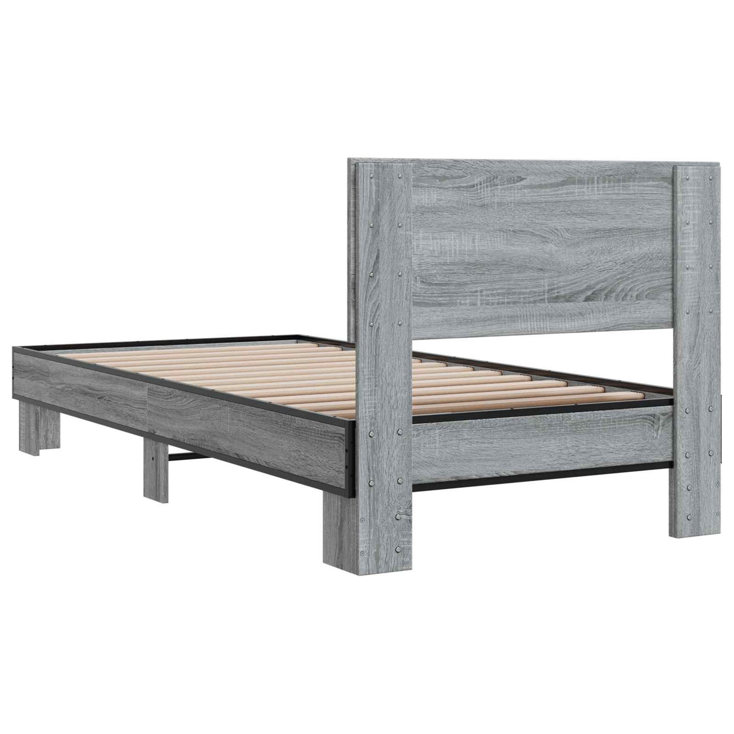vidaXL Bed Frame with Headboard Grey Sonoma 80 x 200 cm