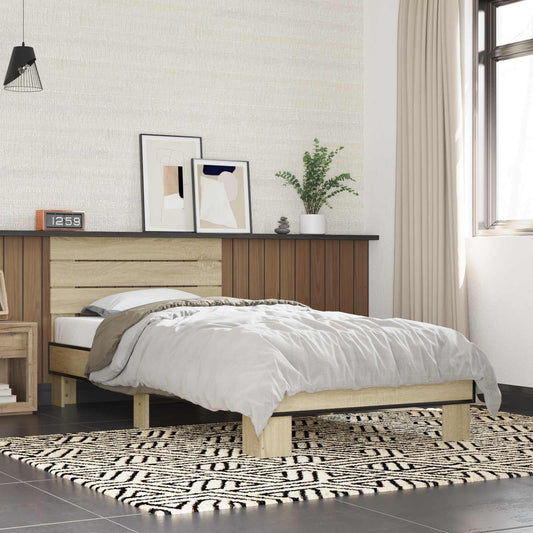 vidaXL Bed Frame with Headboard Sonoma Oak 80 x 200 cm Engineered Wood