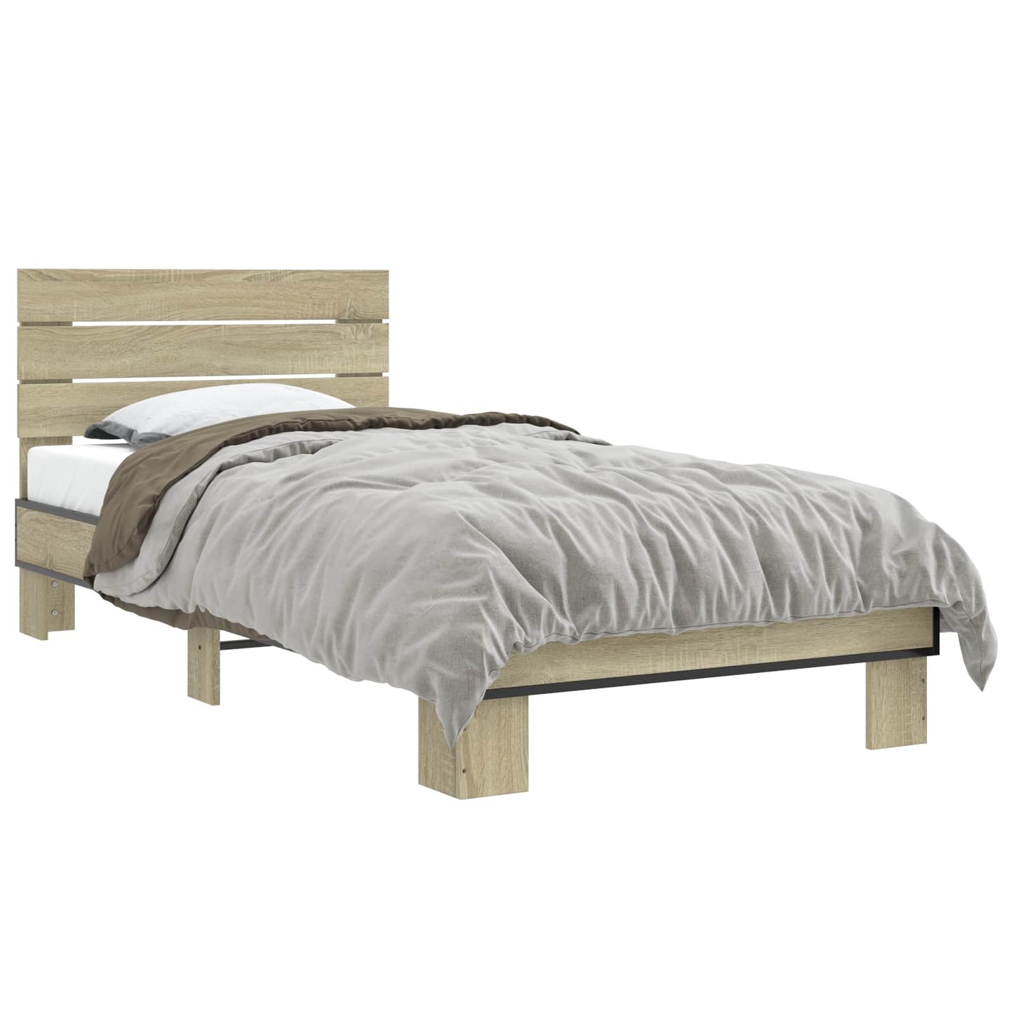 vidaXL Bed Frame with Headboard Sonoma Oak 80 x 200 cm Engineered Wood