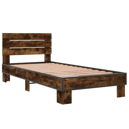 vidaXL Bed Frame with Headboard Smoked Oak 80 x 200 cm Engineered Wood