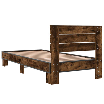 vidaXL Bed Frame with Headboard Smoked Oak 80 x 200 cm Engineered Wood