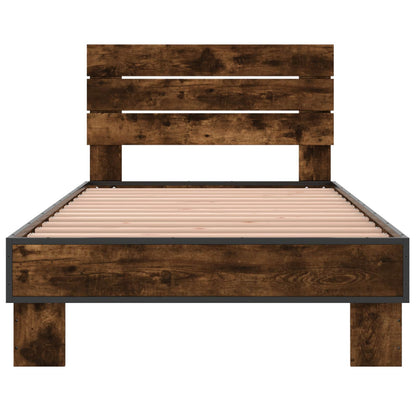 vidaXL Bed Frame with Headboard Smoked Oak 80 x 200 cm Engineered Wood