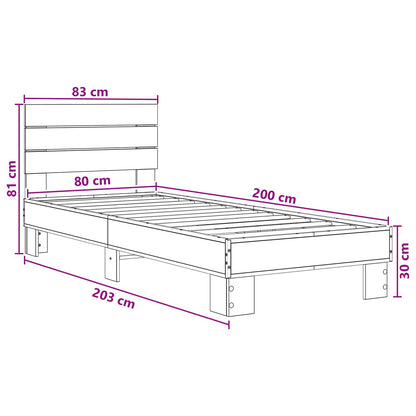 vidaXL Bed Frame with Headboard Smoked Oak 80 x 200 cm Engineered Wood