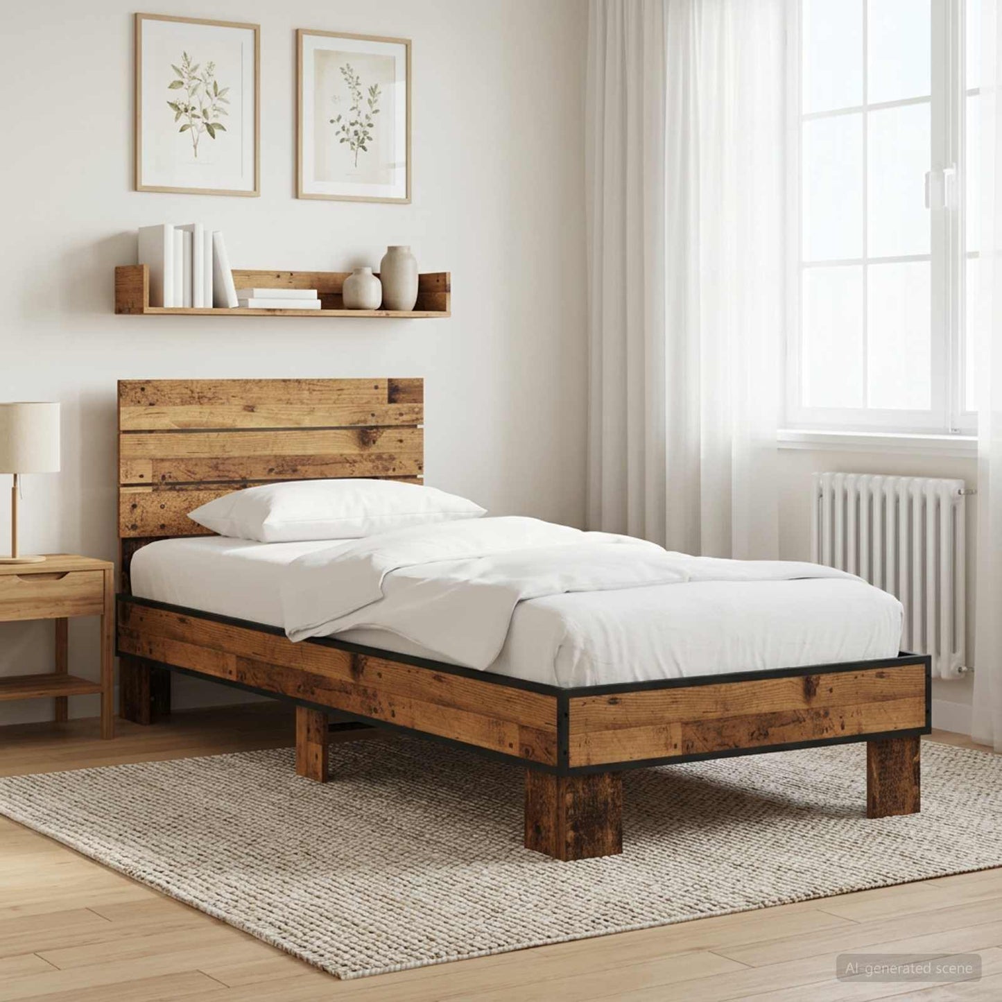 vidaXL Bed Frame with Headboard Old Wood 80 x 200 cm Engineered Wood