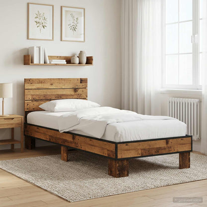 vidaXL Bed Frame with Headboard Old Wood 80 x 200 cm Engineered Wood