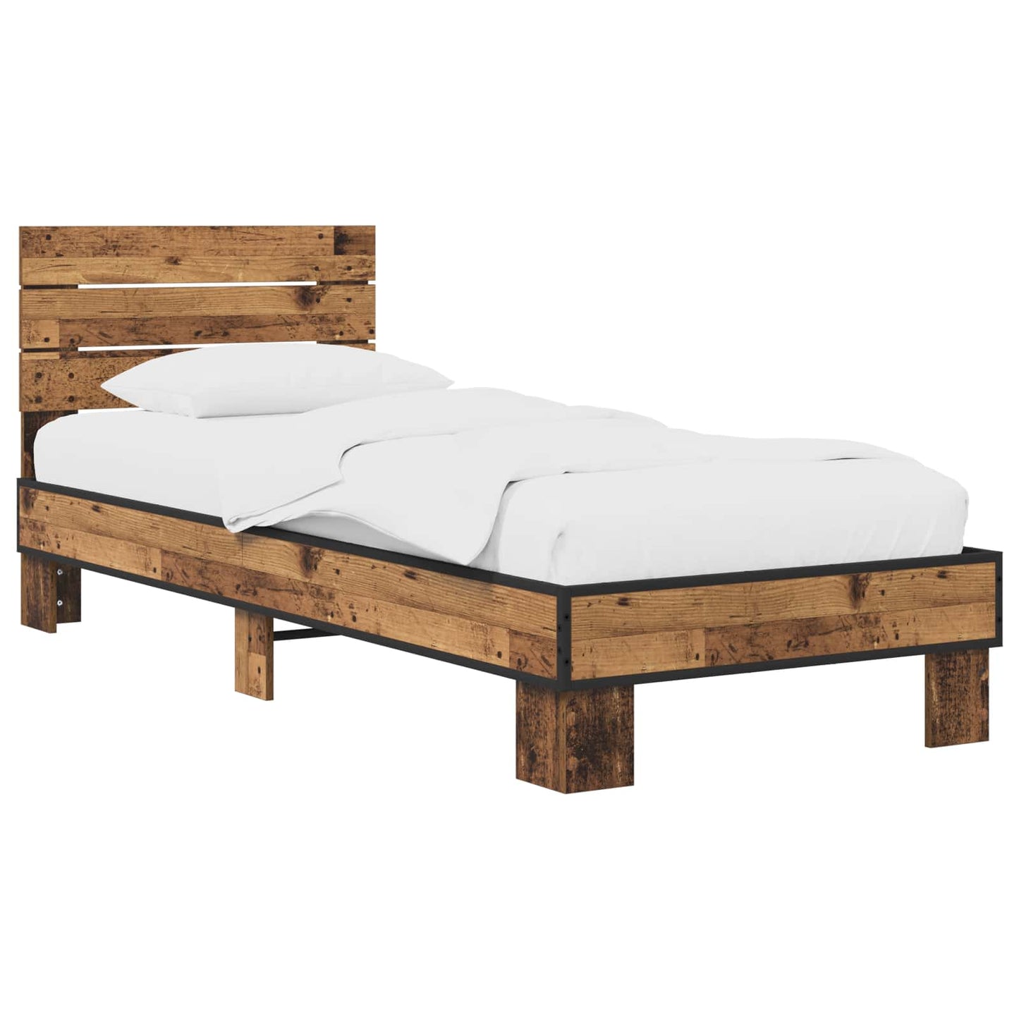 vidaXL Bed Frame with Headboard Old Wood 80 x 200 cm Engineered Wood
