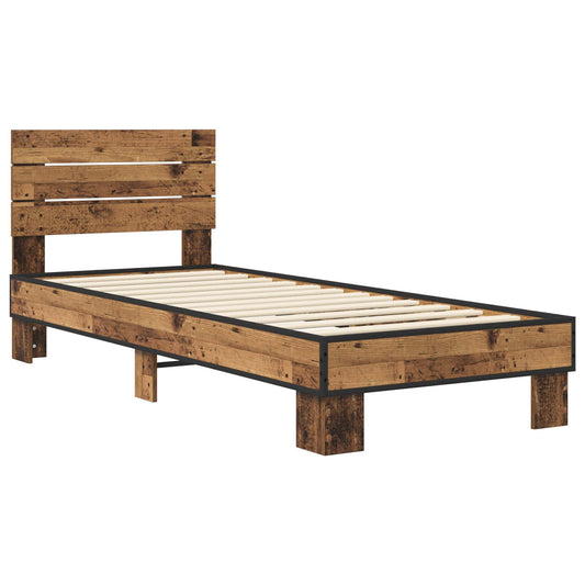 vidaXL Bed Frame with Headboard Old Wood 80 x 200 cm Engineered Wood