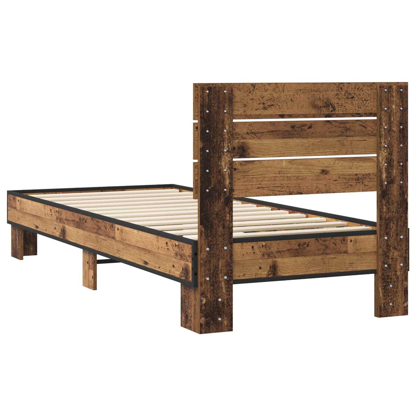 vidaXL Bed Frame with Headboard Old Wood 80 x 200 cm Engineered Wood