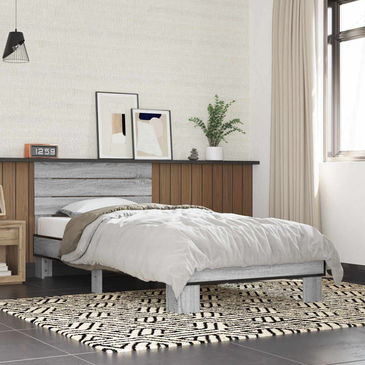vidaXL Bed Frame with Headboard Grey Sonoma 80 x 200 cm