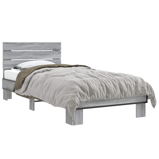 vidaXL Bed Frame with Headboard Grey Sonoma 80 x 200 cm