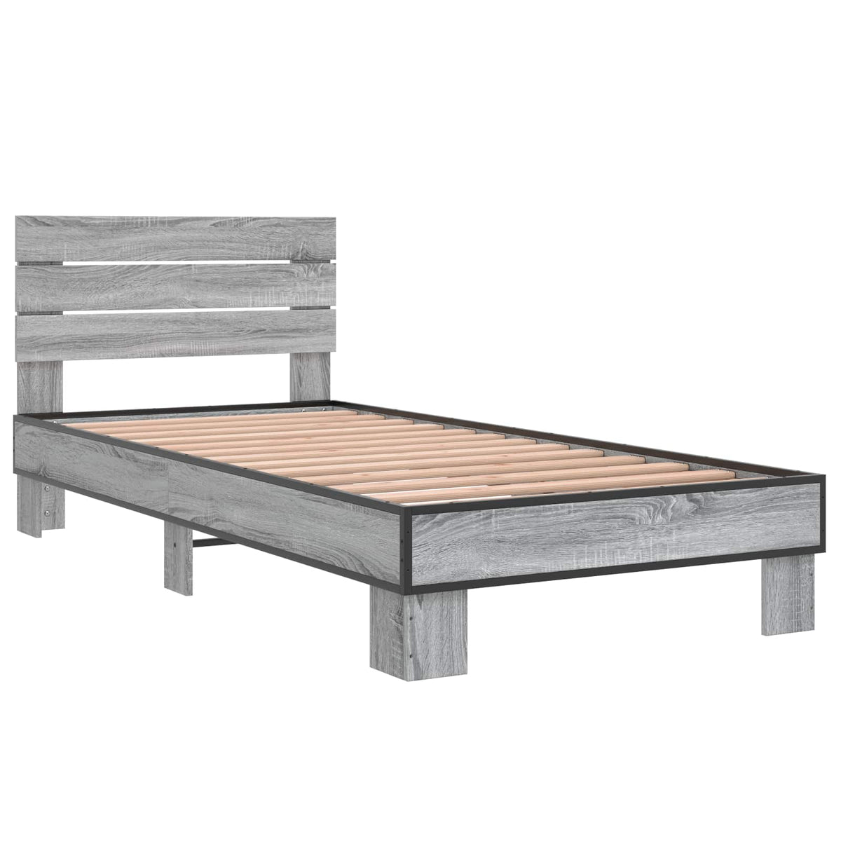vidaXL Bed Frame with Headboard Grey Sonoma 80 x 200 cm
