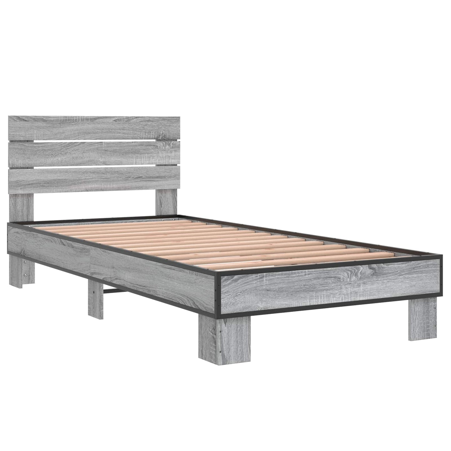 vidaXL Bed Frame with Headboard Grey Sonoma 80 x 200 cm