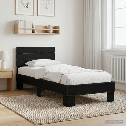 vidaXL Bed Frame with Headboard Black Oak 80 x 200 cm Engineered Wood