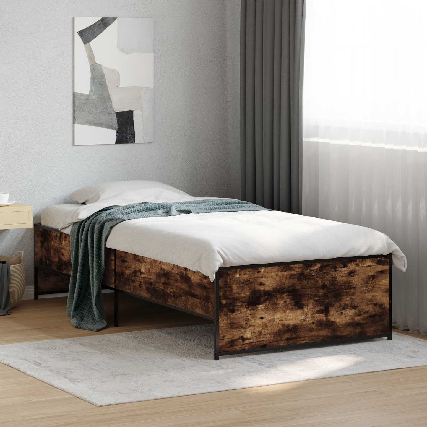 vidaXL Bed Frame Smoked Oak 80 x 200 cm Engineered Wood