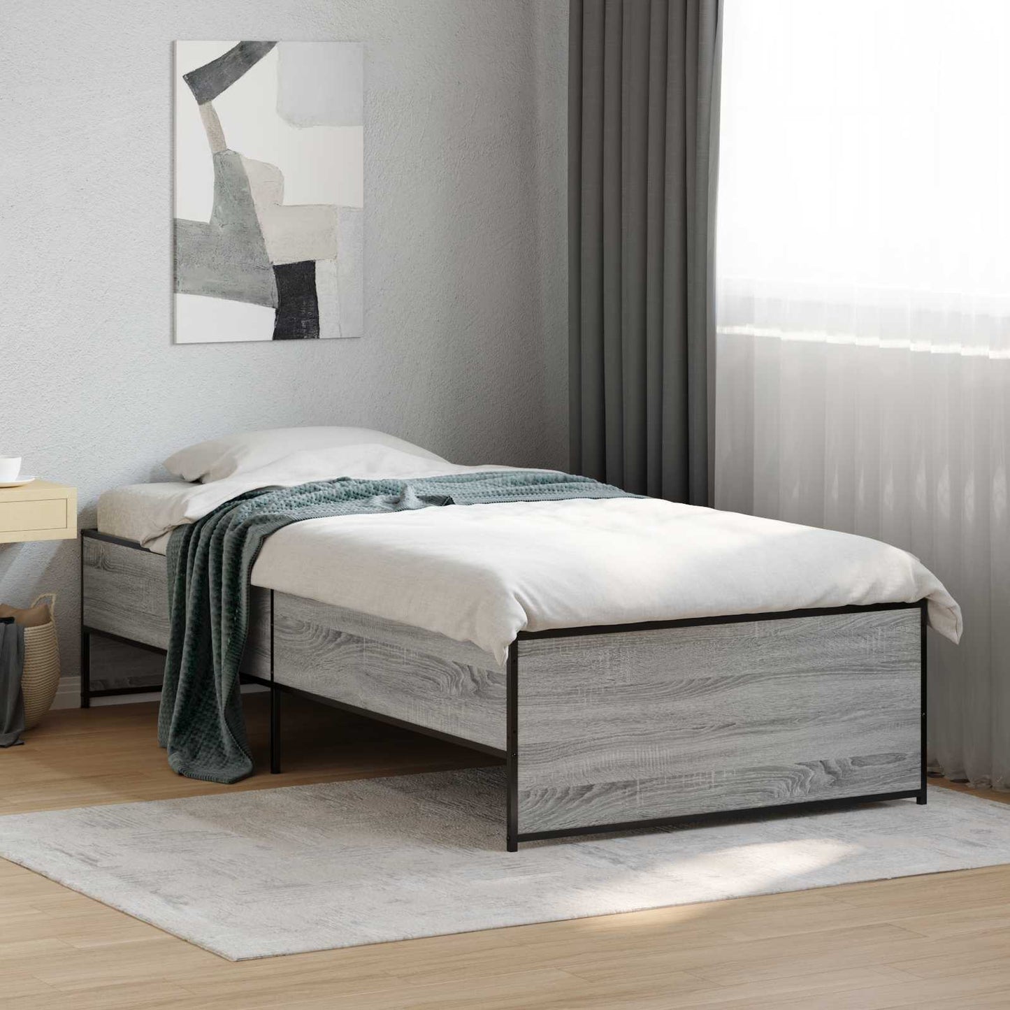 vidaXL Bed Frame Grey Sonoma 80 x 200 cm Engineered Wood