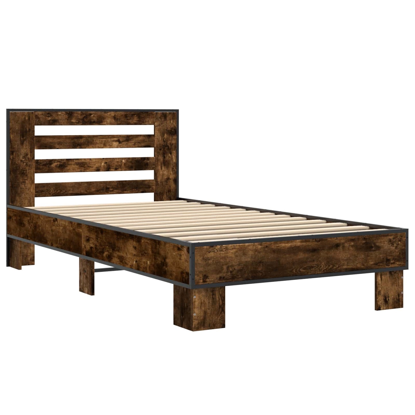 vidaXL Bed Frame with Headboard Smoked Oak 80 x 200 cm Engineered Wood