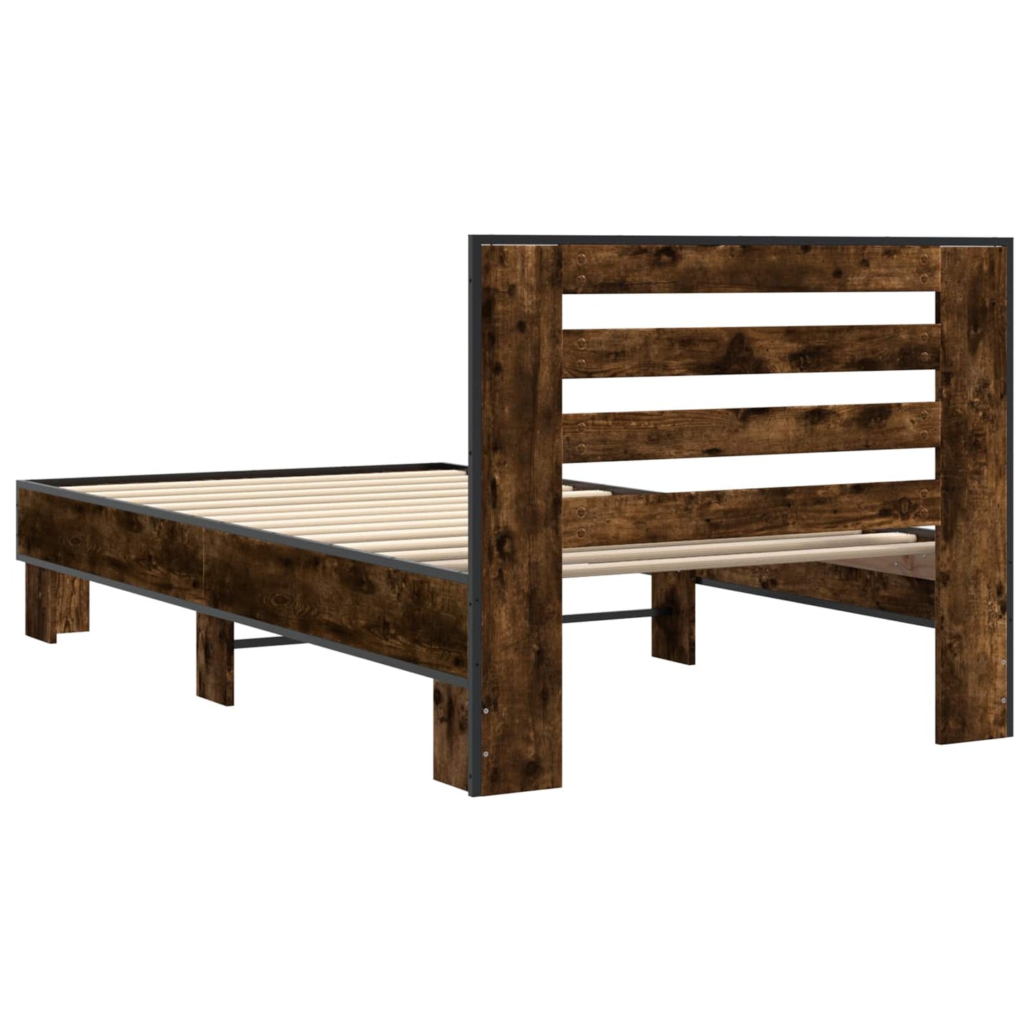 vidaXL Bed Frame with Headboard Smoked Oak 80 x 200 cm Engineered Wood