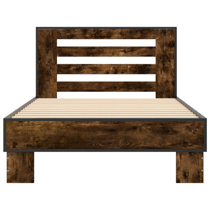 vidaXL Bed Frame with Headboard Smoked Oak 80 x 200 cm Engineered Wood