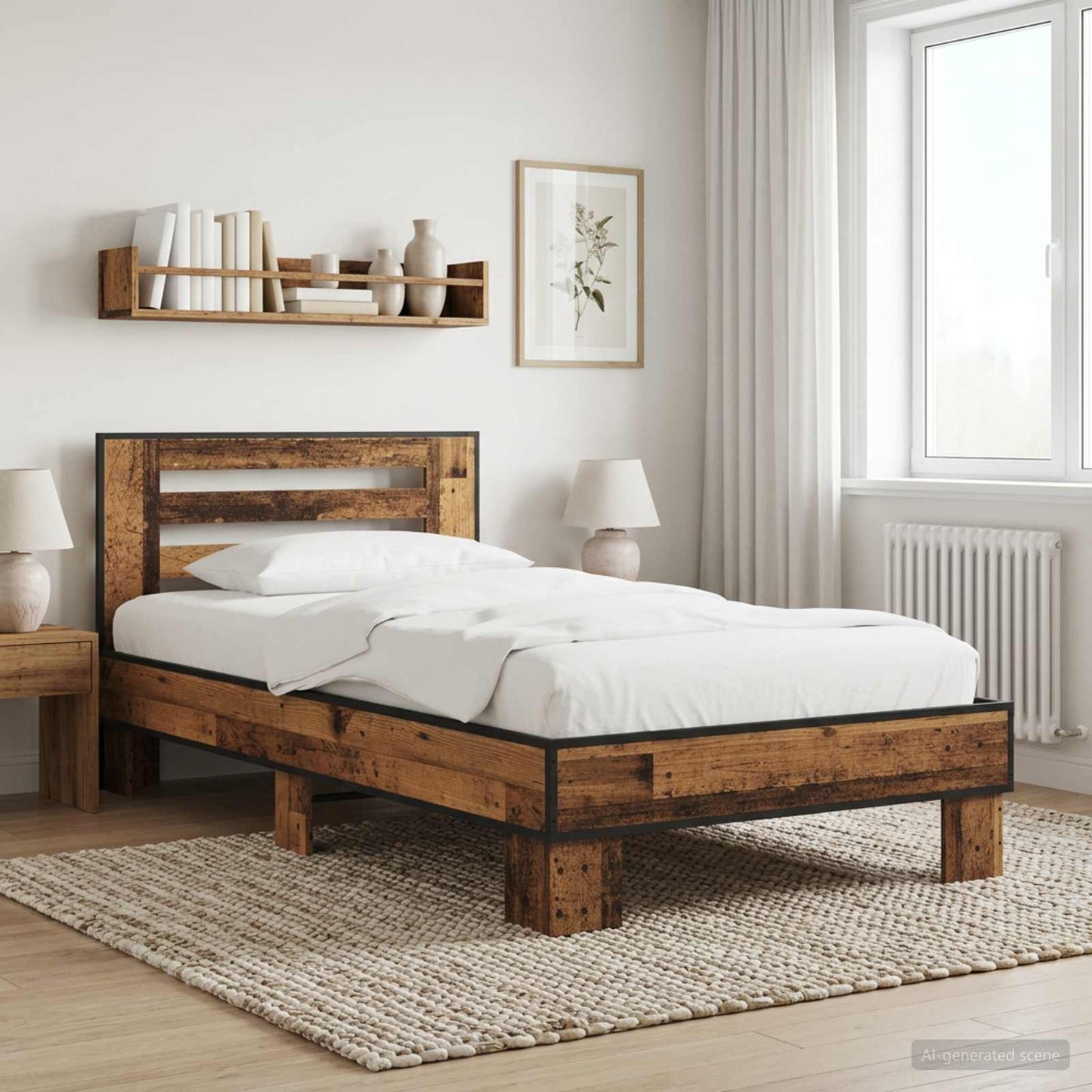vidaXL Bed Frame with Headboard Old Wood 80 x 200 cm Engineered Wood