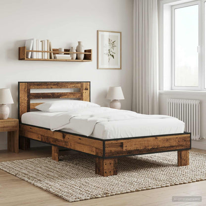 vidaXL Bed Frame with Headboard Old Wood 80 x 200 cm Engineered Wood