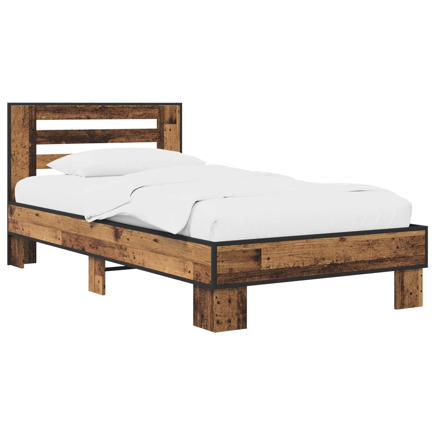 vidaXL Bed Frame with Headboard Old Wood 80 x 200 cm Engineered Wood
