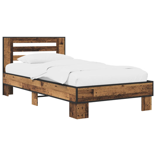 vidaXL Bed Frame with Headboard Old Wood 80 x 200 cm Engineered Wood