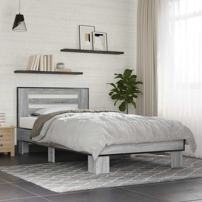 vidaXL Bed Frame with Headboard Grey Sonoma 80 x 200 cm