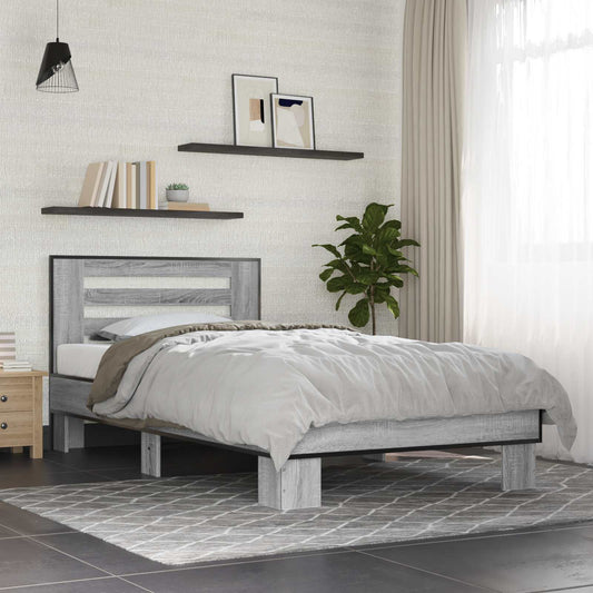 vidaXL Bed Frame with Headboard Grey Sonoma 80 x 200 cm