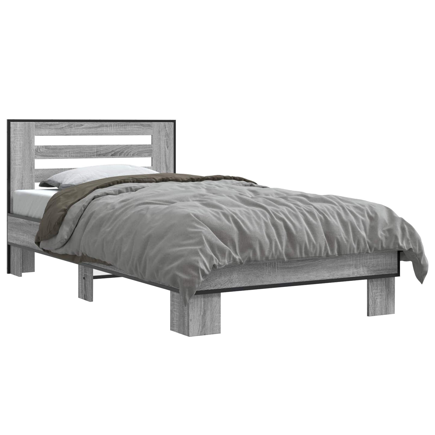 vidaXL Bed Frame with Headboard Grey Sonoma 80 x 200 cm