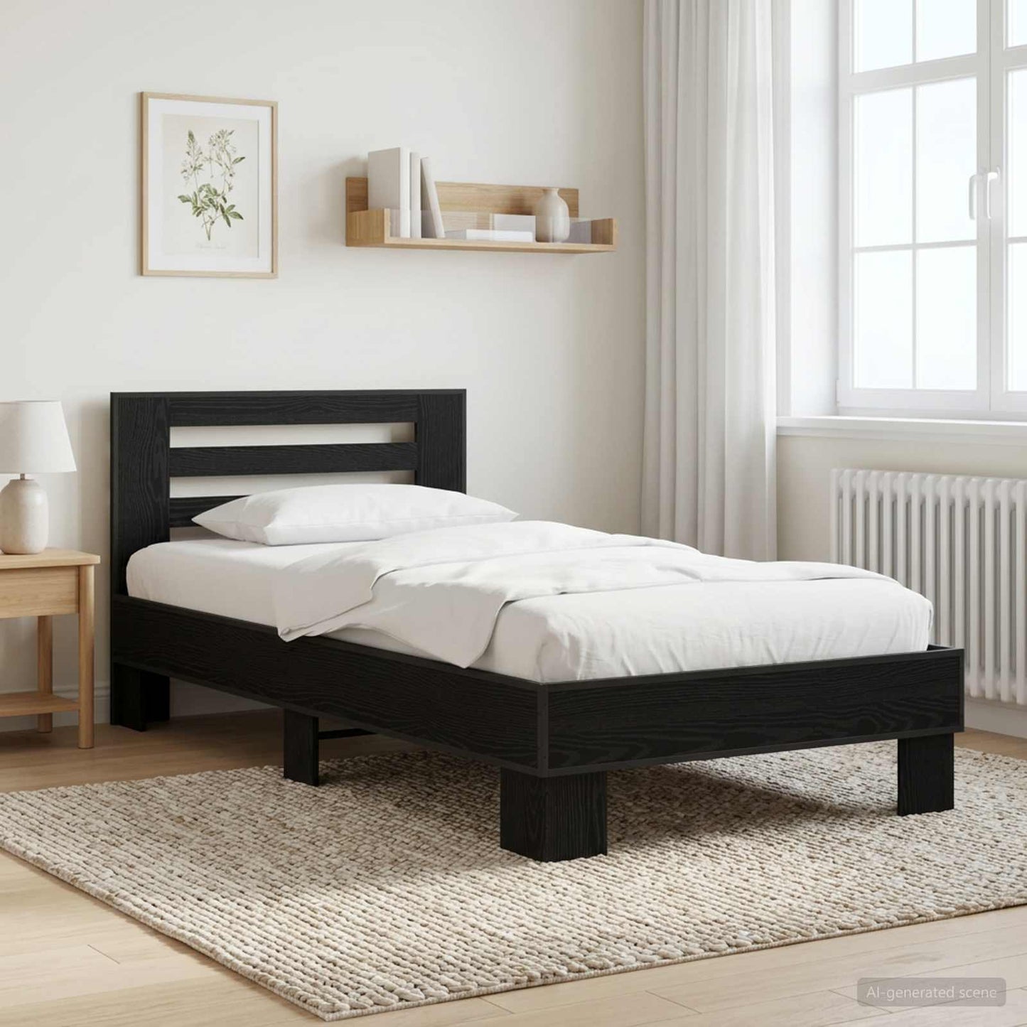 vidaXL Bed Frame with Headboard Black Oak 80 x 200 cm Engineered Wood