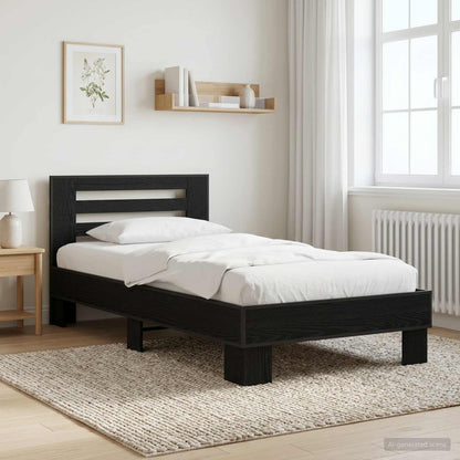 vidaXL Bed Frame with Headboard Black Oak 80 x 200 cm Engineered Wood
