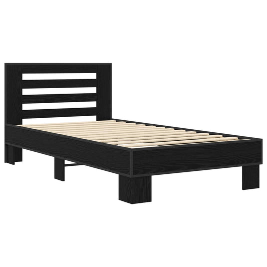 vidaXL Bed Frame with Headboard Black Oak 80 x 200 cm Engineered Wood