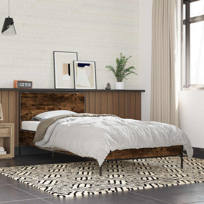 vidaXL Bed Frame with Headboard Smoked Oak 80 x 200 cm Engineered Wood