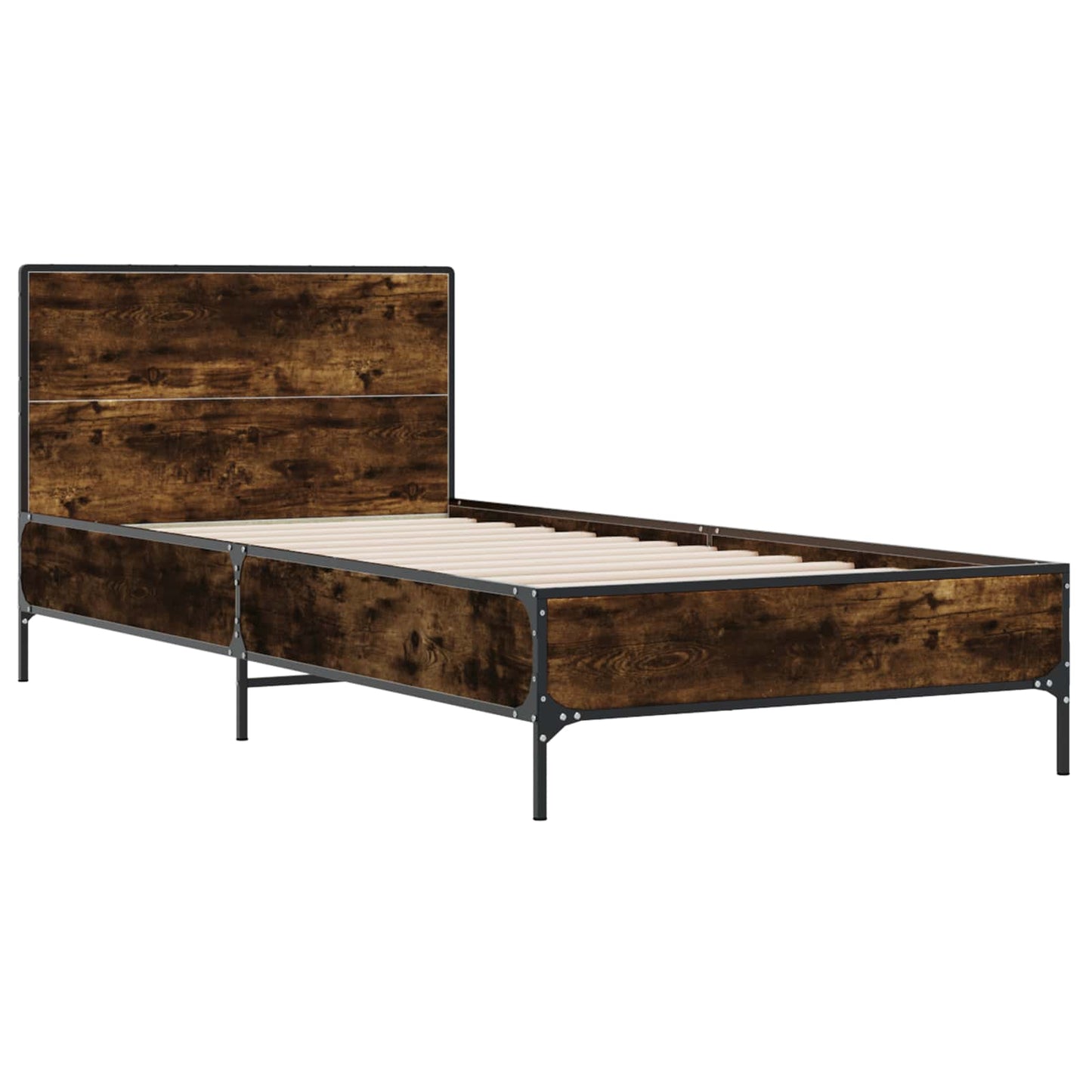 vidaXL Bed Frame with Headboard Smoked Oak 80 x 200 cm Engineered Wood