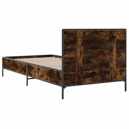 vidaXL Bed Frame with Headboard Smoked Oak 80 x 200 cm Engineered Wood