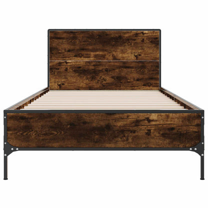 vidaXL Bed Frame with Headboard Smoked Oak 80 x 200 cm Engineered Wood