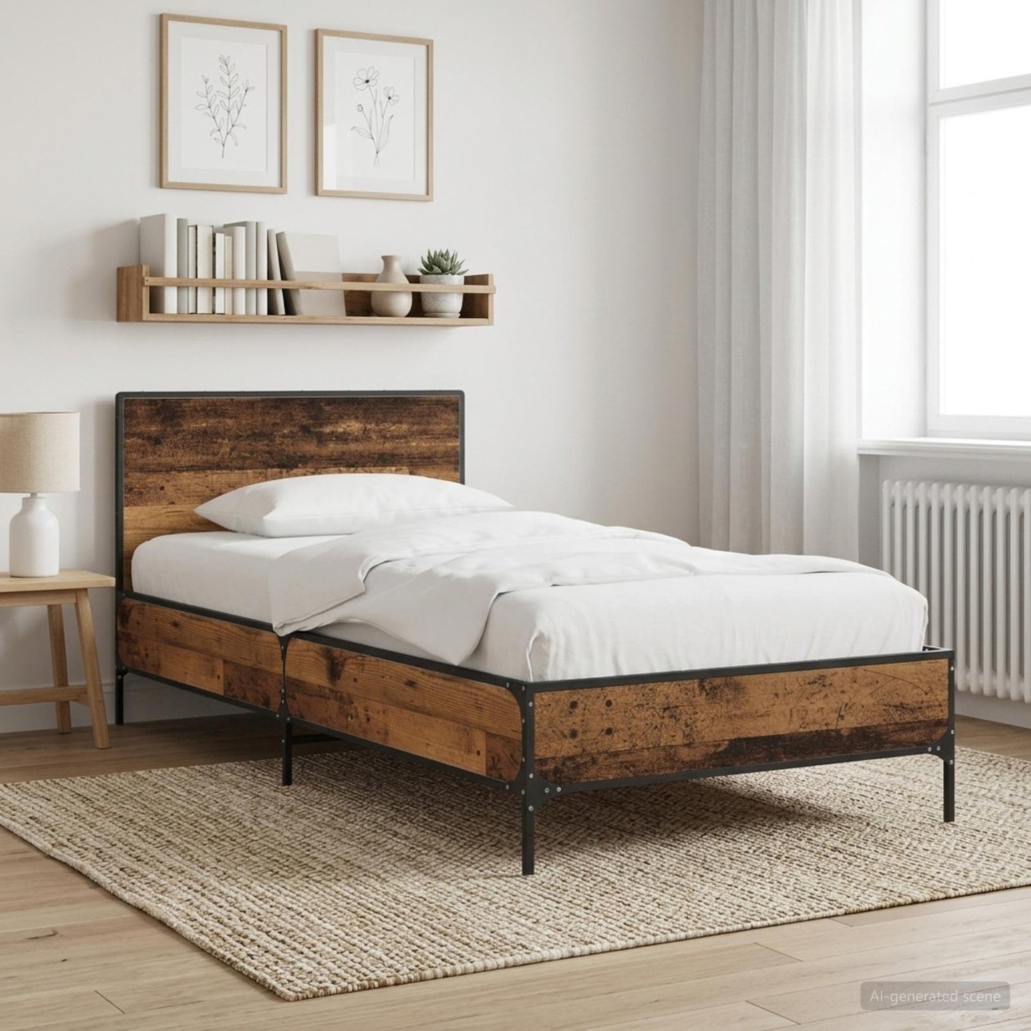 vidaXL Bed Frame with Headboard Old Wood 80 x 200 cm Engineered Wood