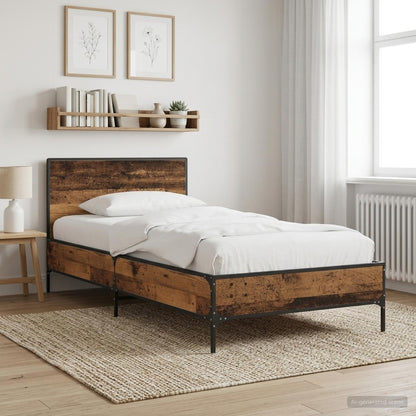 vidaXL Bed Frame with Headboard Old Wood 80 x 200 cm Engineered Wood