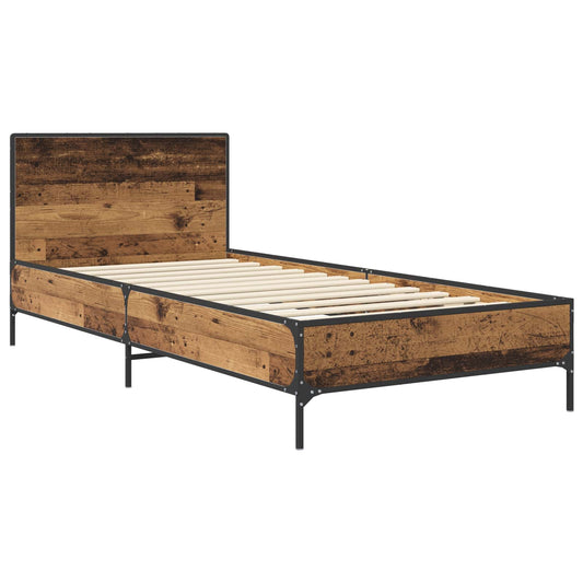 vidaXL Bed Frame with Headboard Old Wood 80 x 200 cm Engineered Wood
