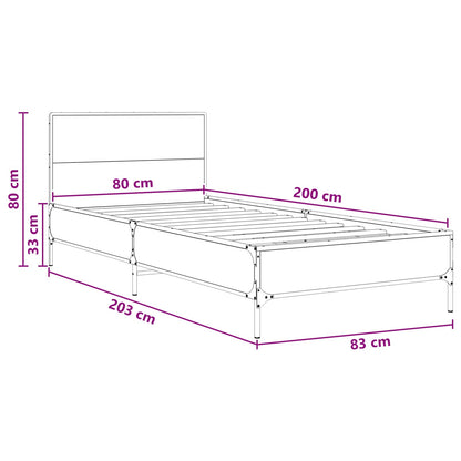 vidaXL Bed Frame with Headboard Old Wood 80 x 200 cm Engineered Wood