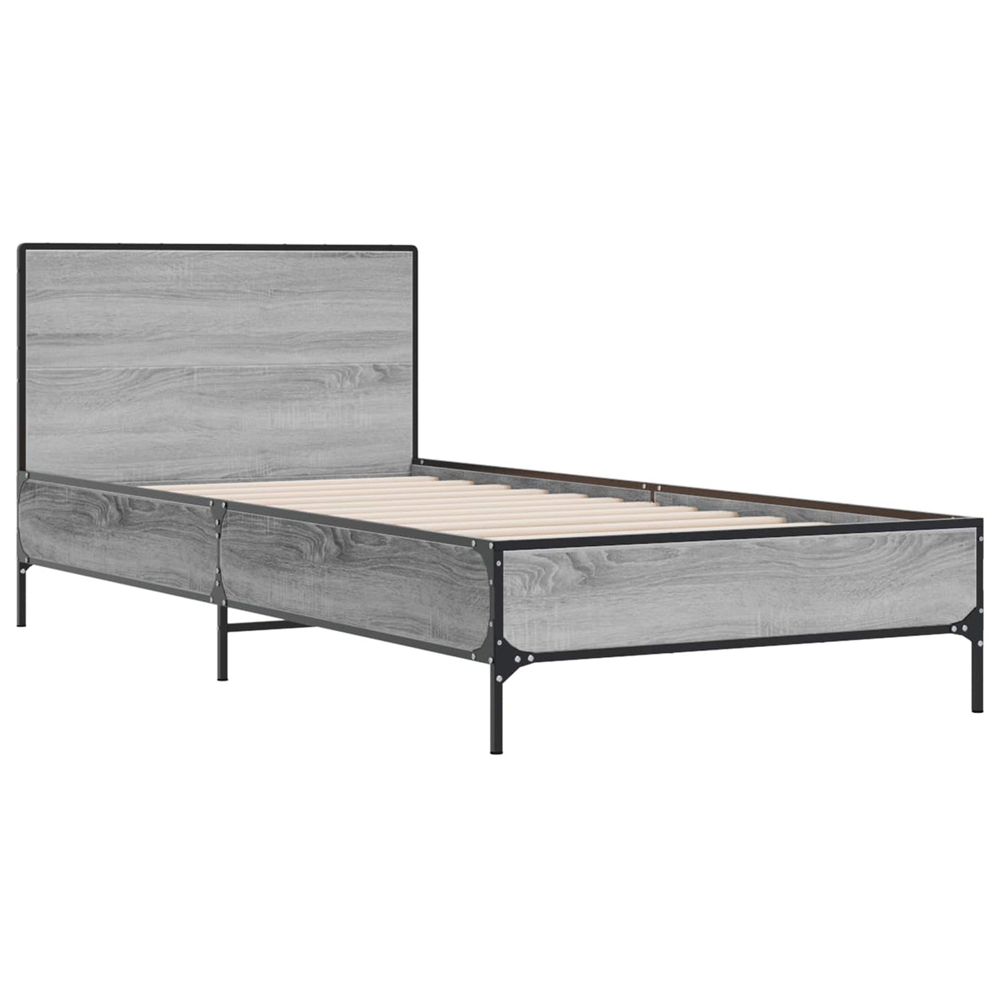 vidaXL Bed Frame with Headboard Grey Sonoma 80 x 200 cm
