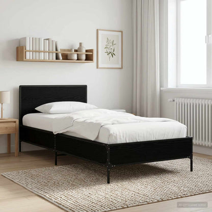 vidaXL Bed Frame with Headboard Black Oak 80 x 200 cm Engineered Wood